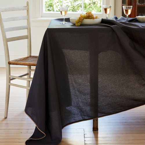 Cotton Tablecloth smoke, black